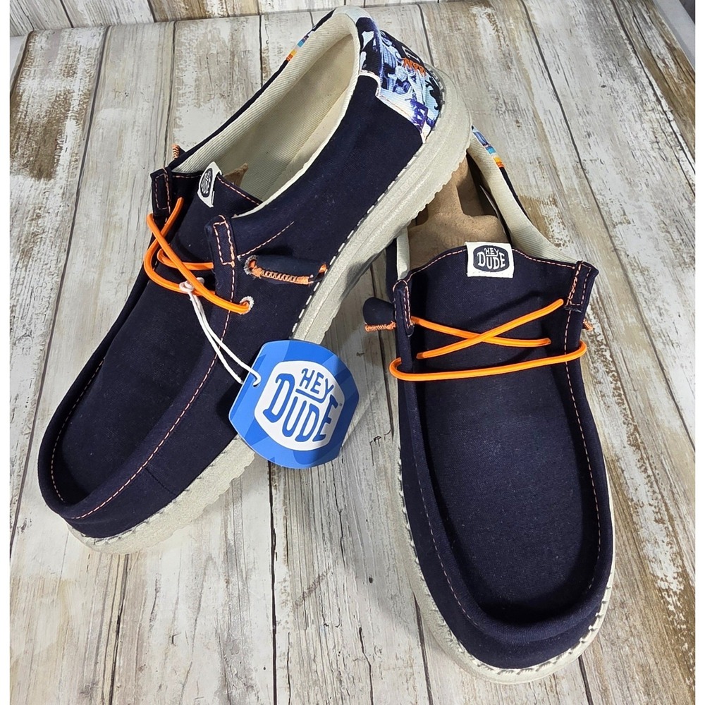 Hey Dude Wally Spring Breakr Photo Reel Navy Blue Grey Mens Loafers 41086-4TA M8 - Picture 2 of 11
